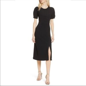 Chelsea28 Elegant Black Midi Dress with Side Slit
